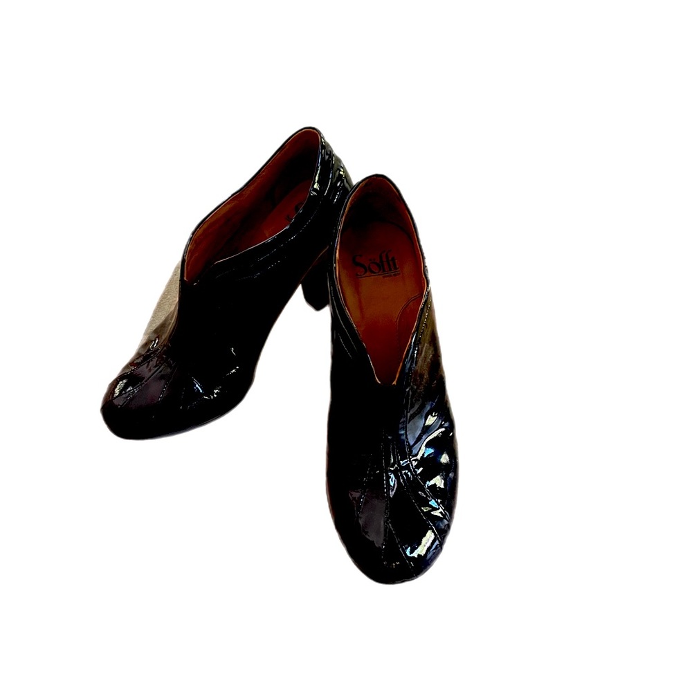 Sofft Brand Patent Black heeled bootie